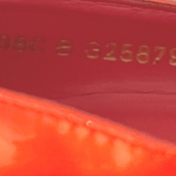 Chanel Coral Gold CC Logo Patent Leather Peep Toe High Heels Size 36.5 / US 6.5 - Picture 16 of 16